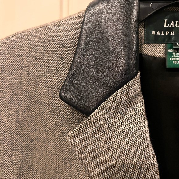 Lauren Ralph Lauren Vintage Sz 10 Long Jacket Leather Trim Wool Polo Preppy EUC - Picture 3 of 13